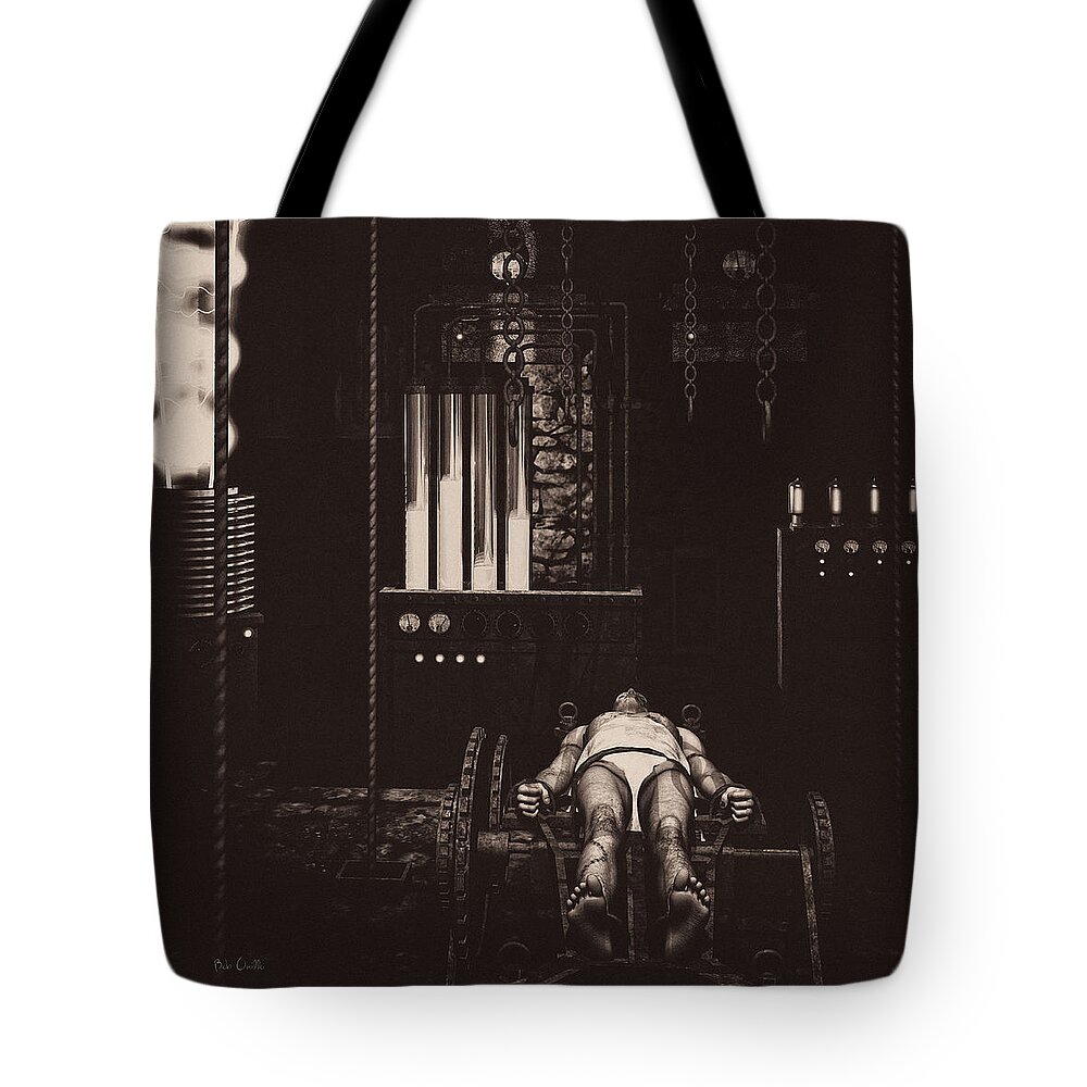 Frankenstein Tote Bag featuring the digital art Victor Frankenstein's Lab by Bob Orsillo