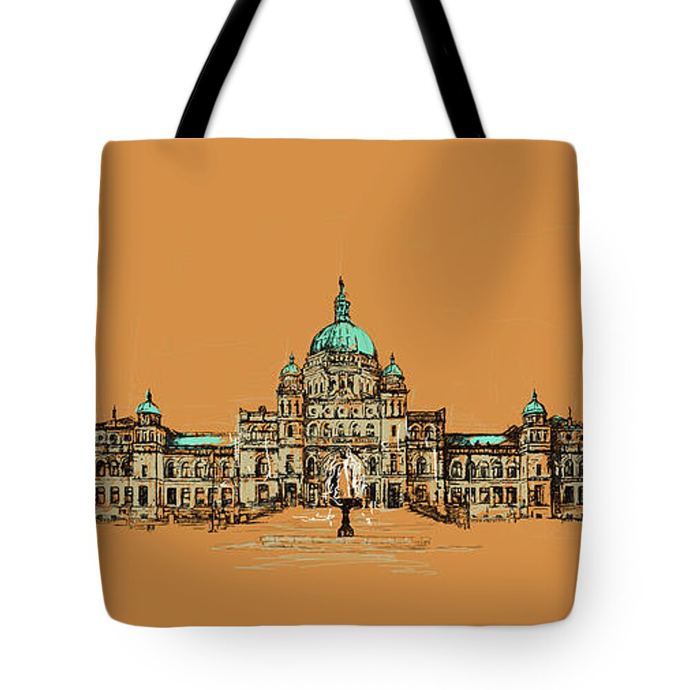 Vancouver Tote Bag featuring the painting Victoria Art 005 by Catf