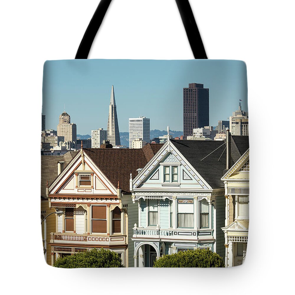 San Francisco Tote Bag featuring the photograph Victorian Style Homes In San Francisco by Jeffrey Davis