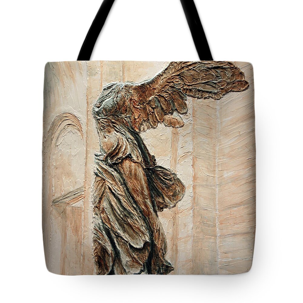 Victory Tote Bag featuring the painting Victory of Samothrace by Joey Agbayani