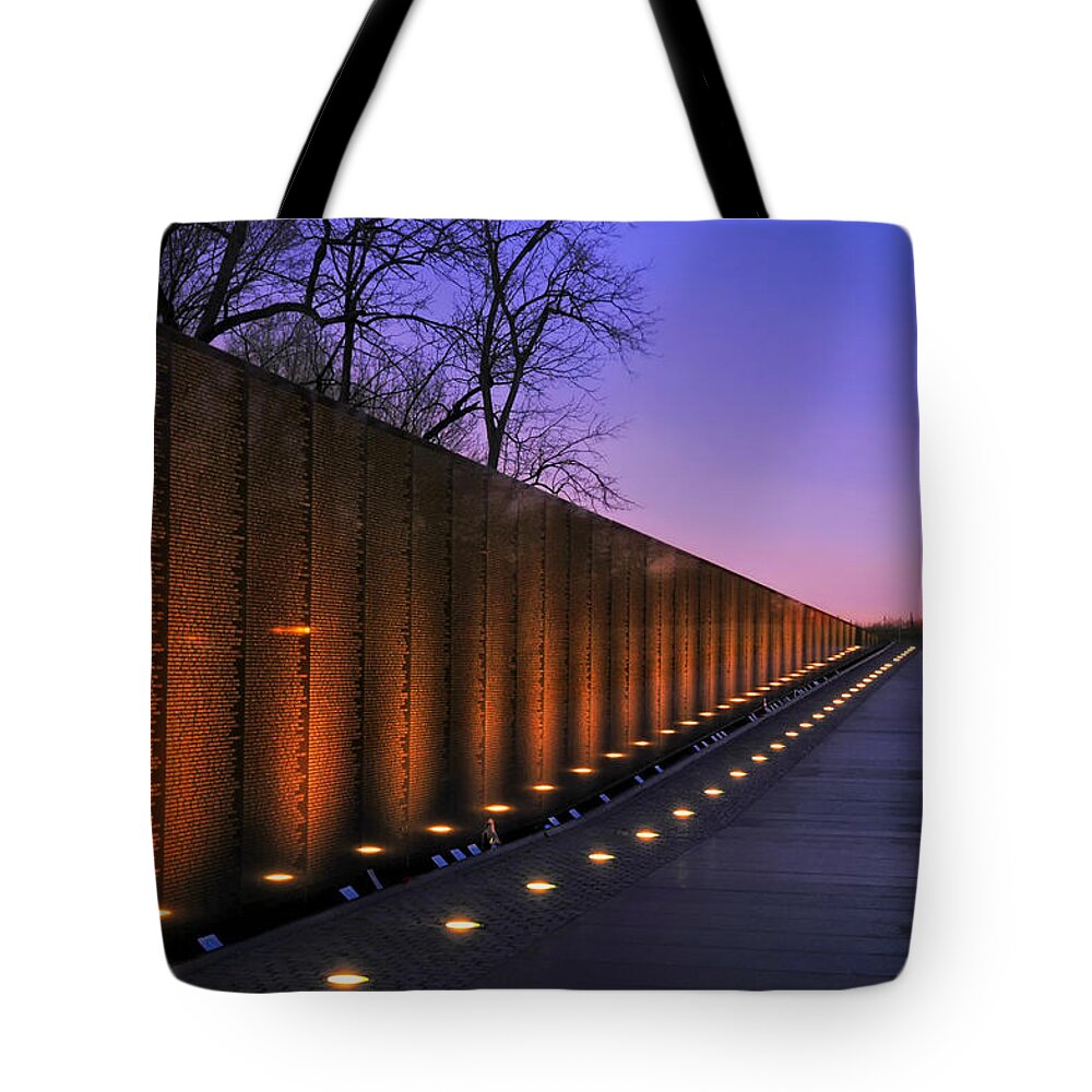 Vietnam Veterans Memorial Tote Bag featuring the photograph Vietnam Veterans Memorial at Sunset by Mountain Dreams