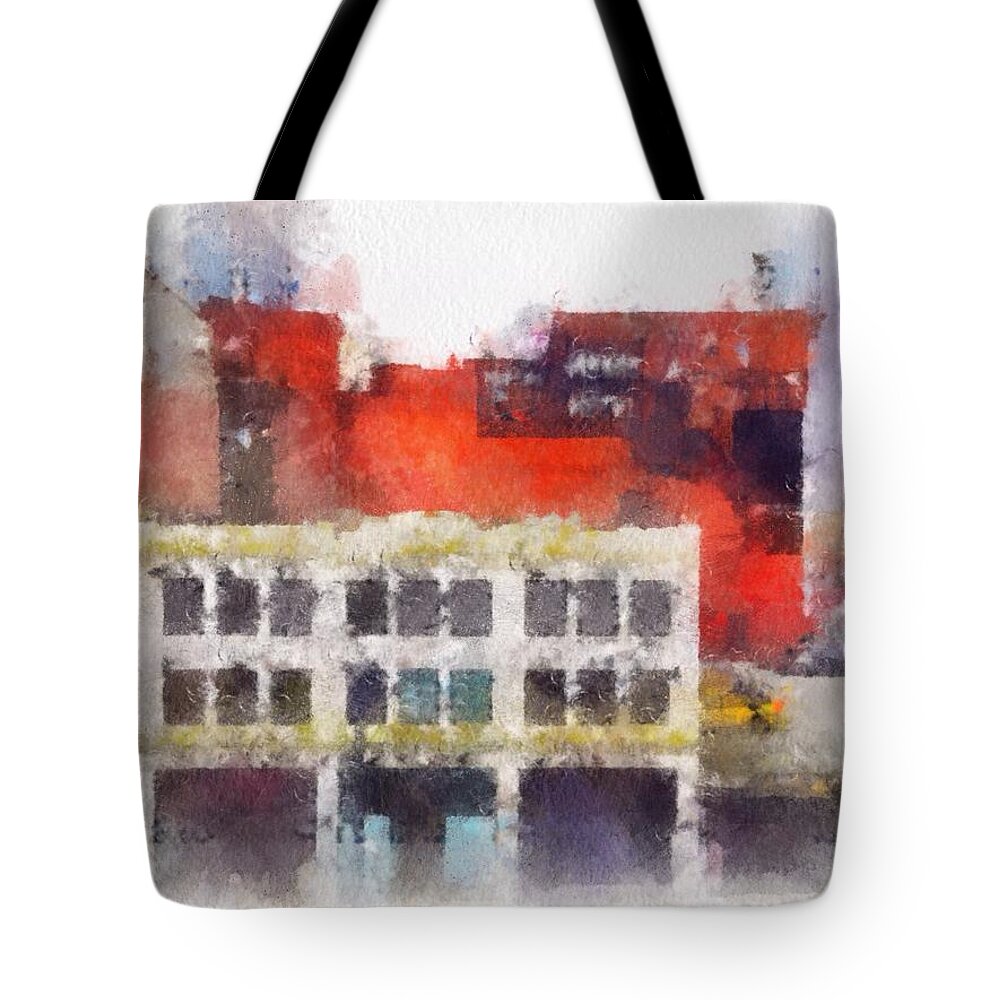 Newyork Tote Bag featuring the digital art View from a New York Window by Mark Taylor