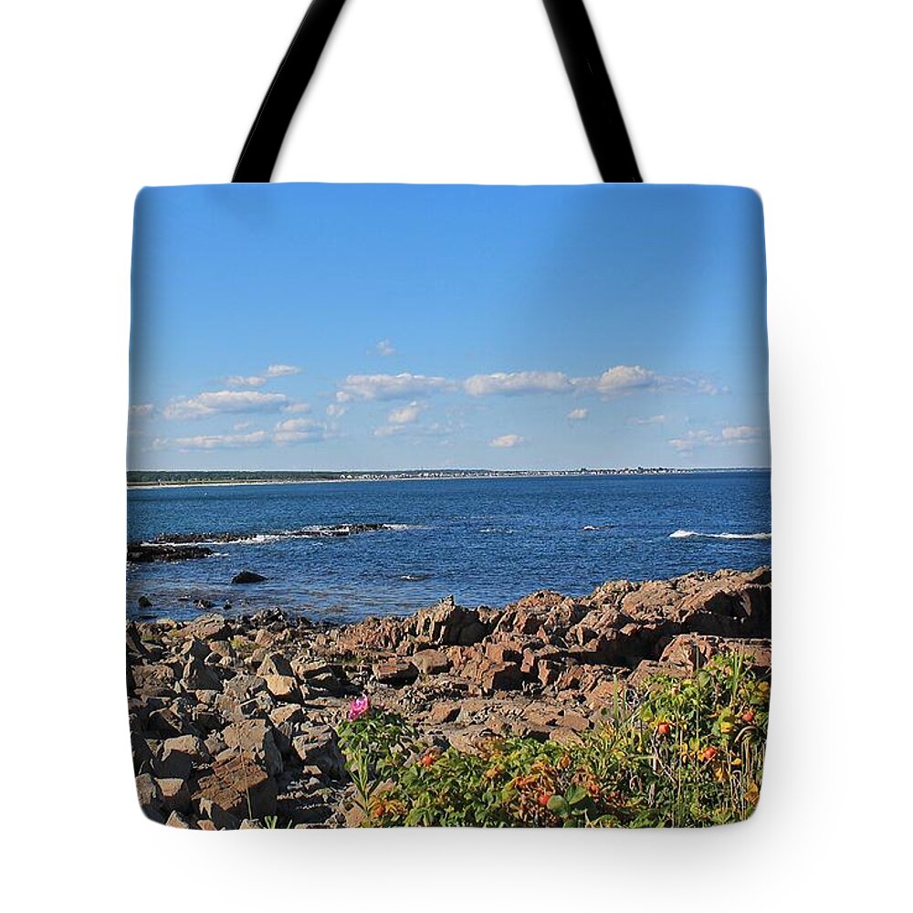 Maine Tote Bag featuring the photograph View From Marginal Way Ogunquit Maine 3 #1 by Michael Saunders