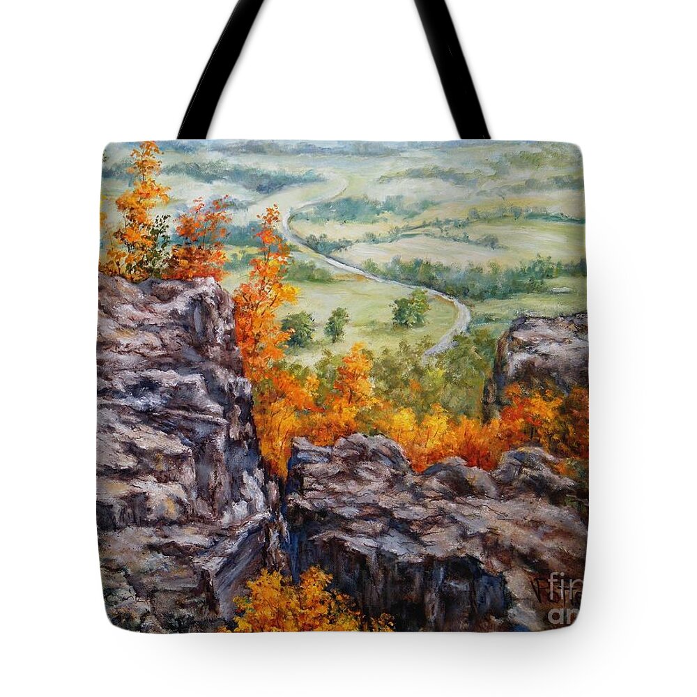 Landscape Tote Bag featuring the painting View from the Point Petit Jean by Virginia Potter