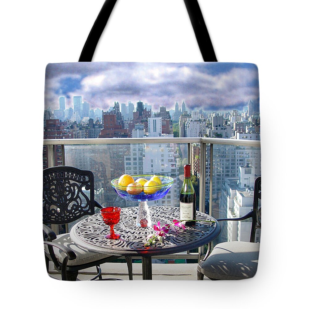 Terrace Tote Bag featuring the photograph View From The Terrace by Madeline Ellis