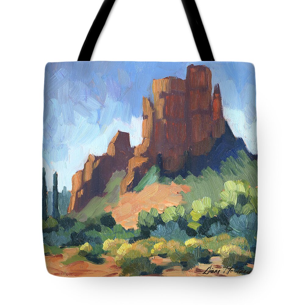 Cathedral Rock Tote Bag featuring the painting View of Cathedral Rock Sedona by Diane McClary