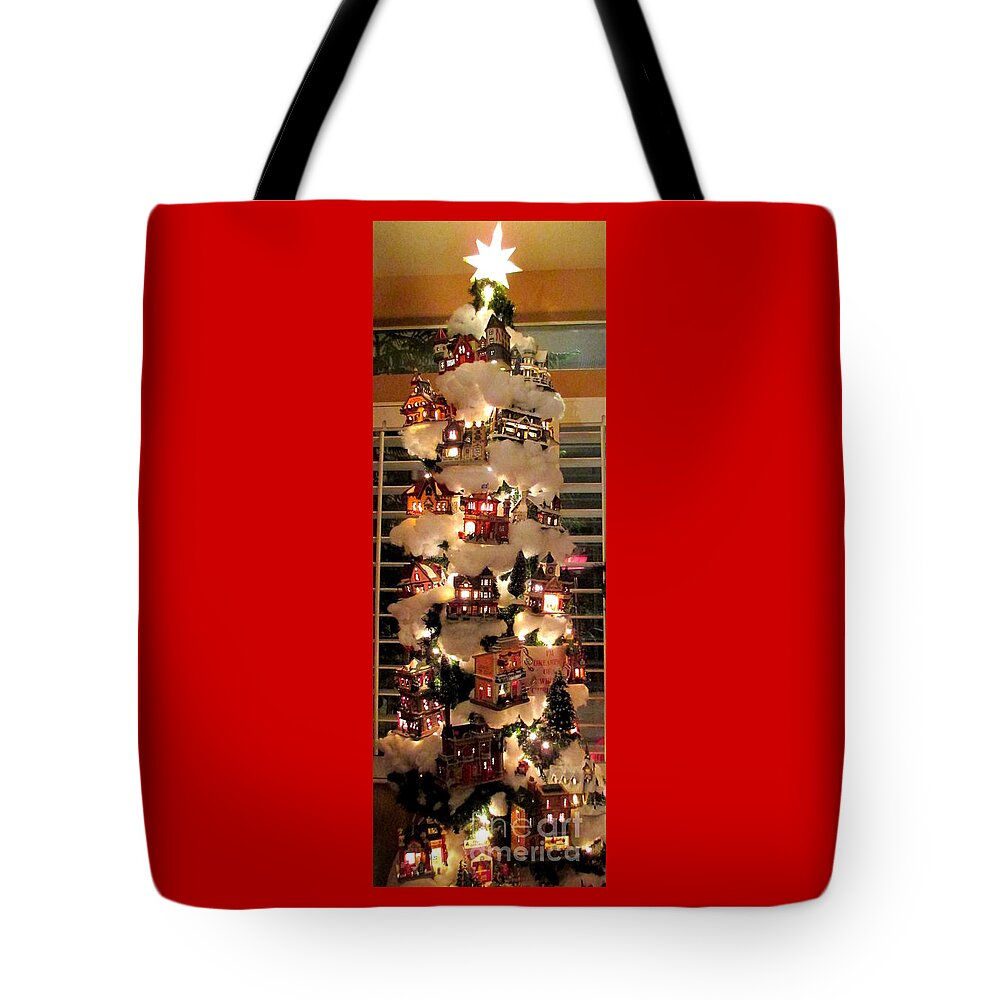 Christmas Tote Bag featuring the photograph Village Christmas Tree by Randall Weidner