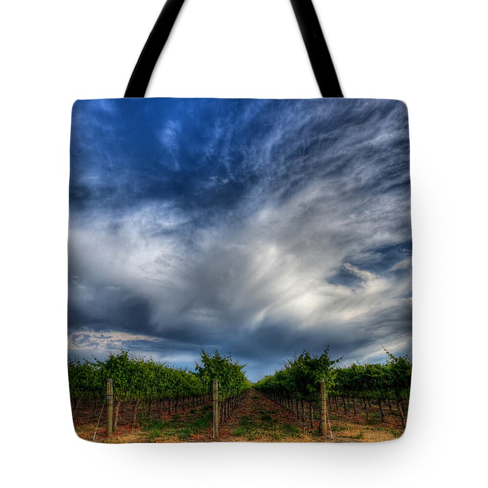 Vineyard Tote Bag featuring the photograph Vineyard Storm by Beth Sargent