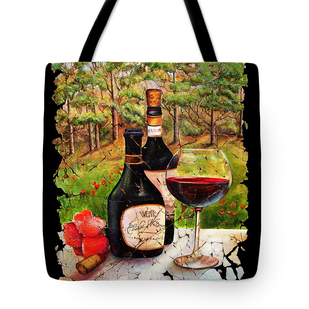 Fresco Tote Bag featuring the painting Vino by O Lena