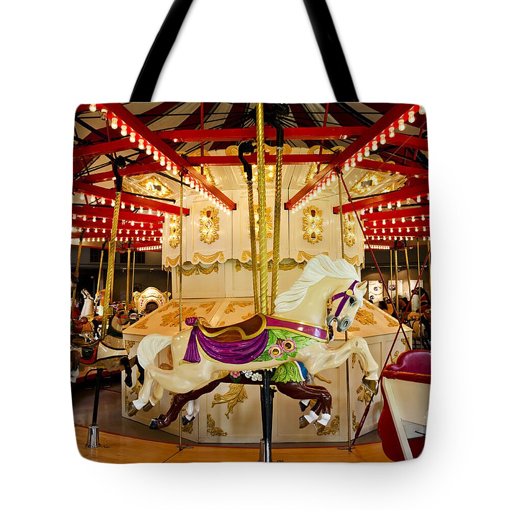 Vintage Carousel Tote Bag featuring the photograph Vintage Carousel by Maria Janicki
