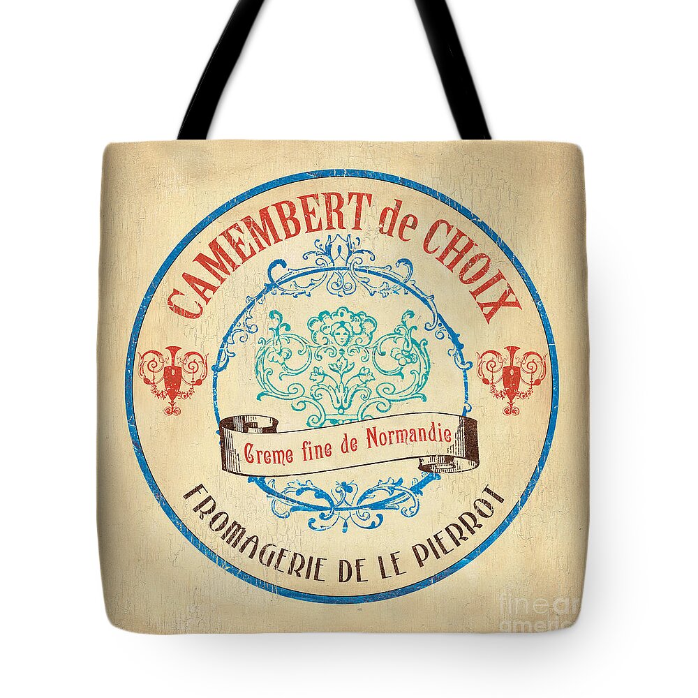 Cuisine Tote Bag featuring the painting Vintage Cheese Label 4 by Debbie DeWitt
