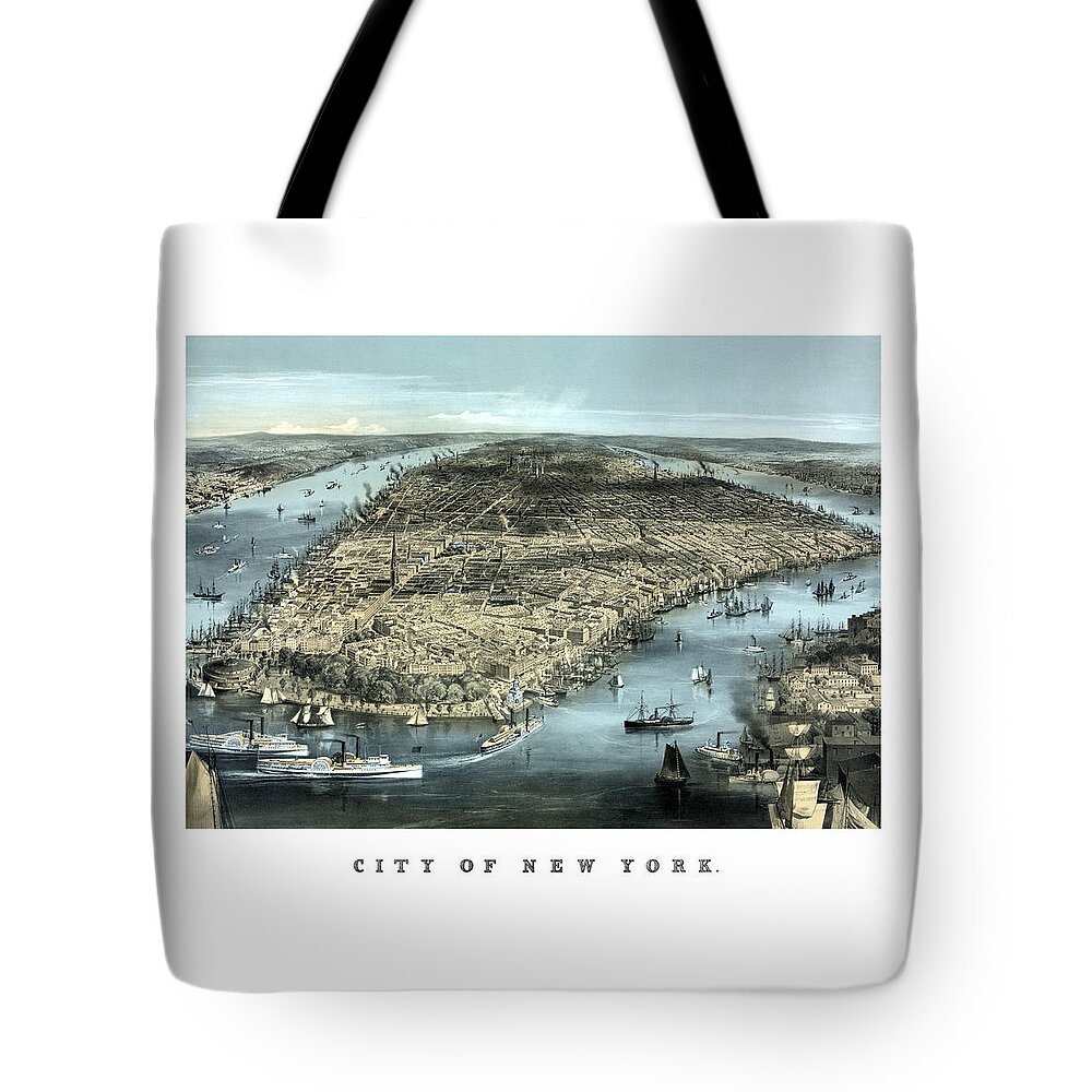 New York Tote Bag featuring the painting Vintage City Of New York by War Is Hell Store