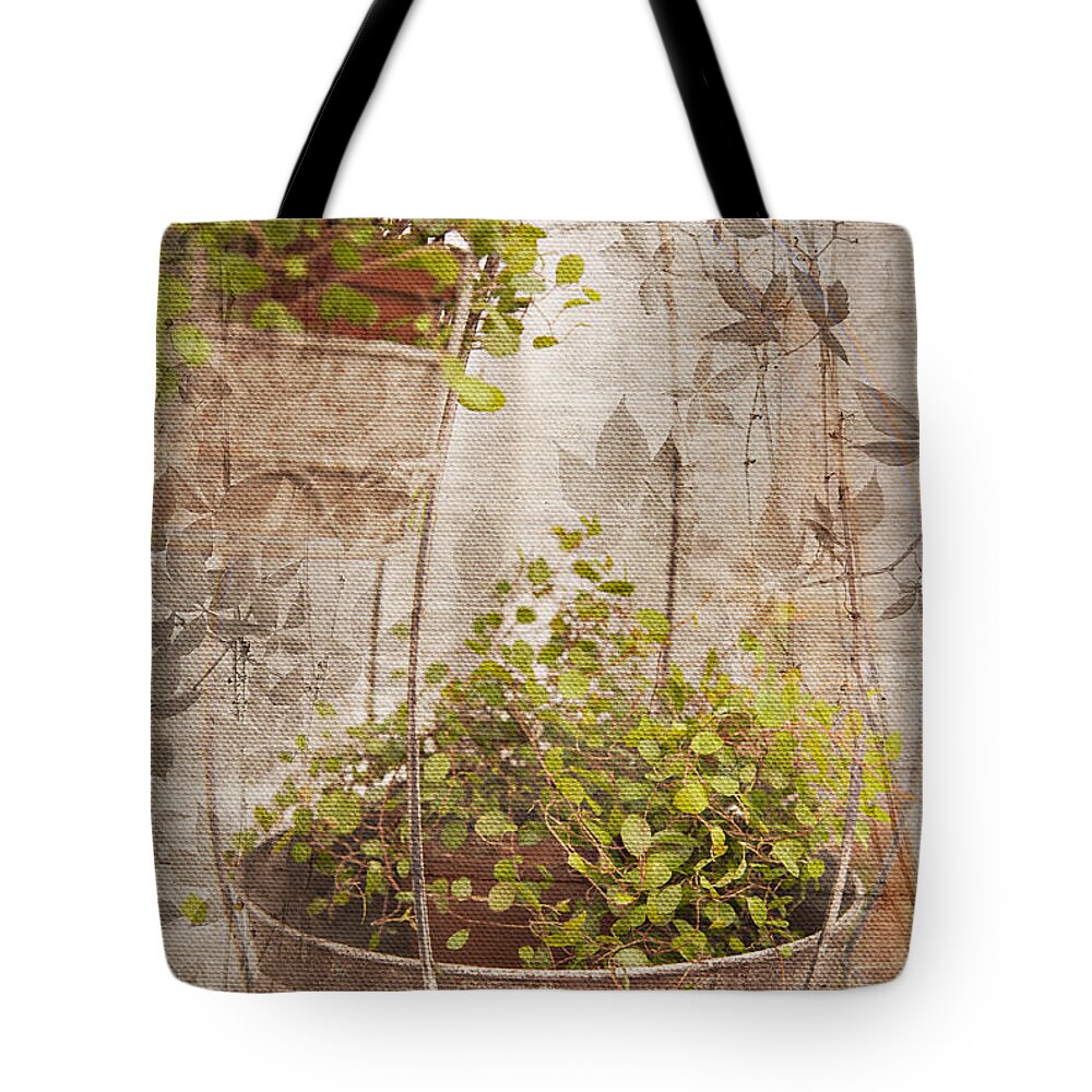 Abrasion Tote Bag featuring the digital art Vintage floral print by Sophie McAulay