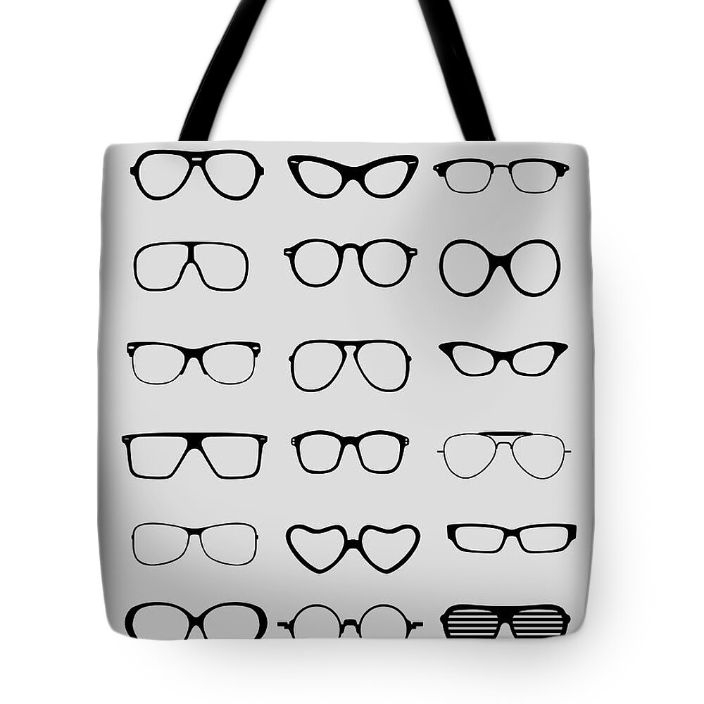 Motivational Tote Bag featuring the digital art Vintage Glasses Poster 1 by Naxart Studio