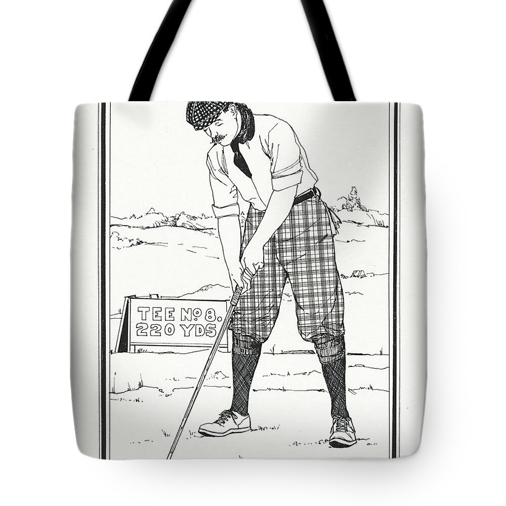 Golf Tote Bag featuring the drawing Vintage Golfer 1900 by Ira Shander