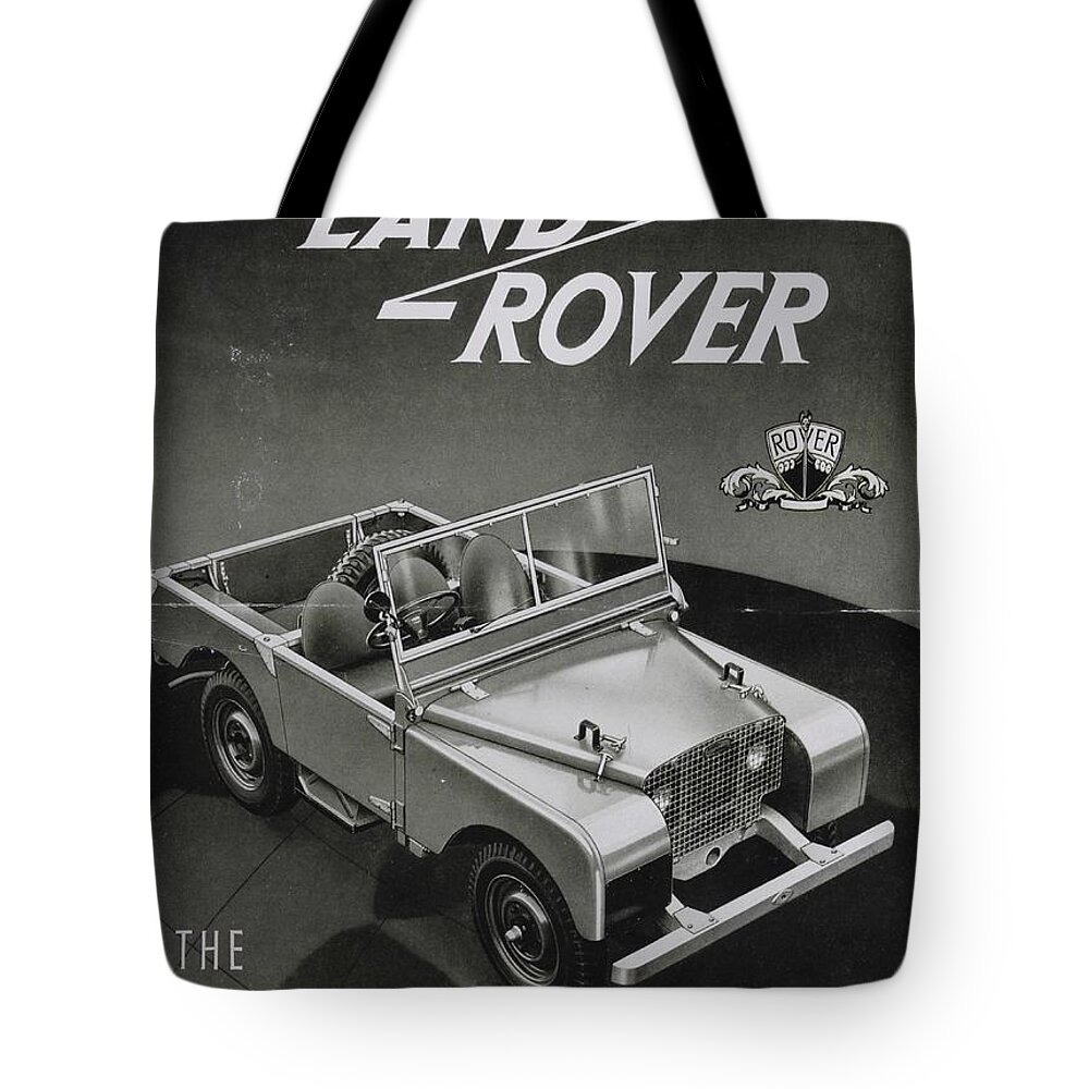 Landrover Tote Bag featuring the photograph Vintage Land Rover Advert by Georgia Clare
