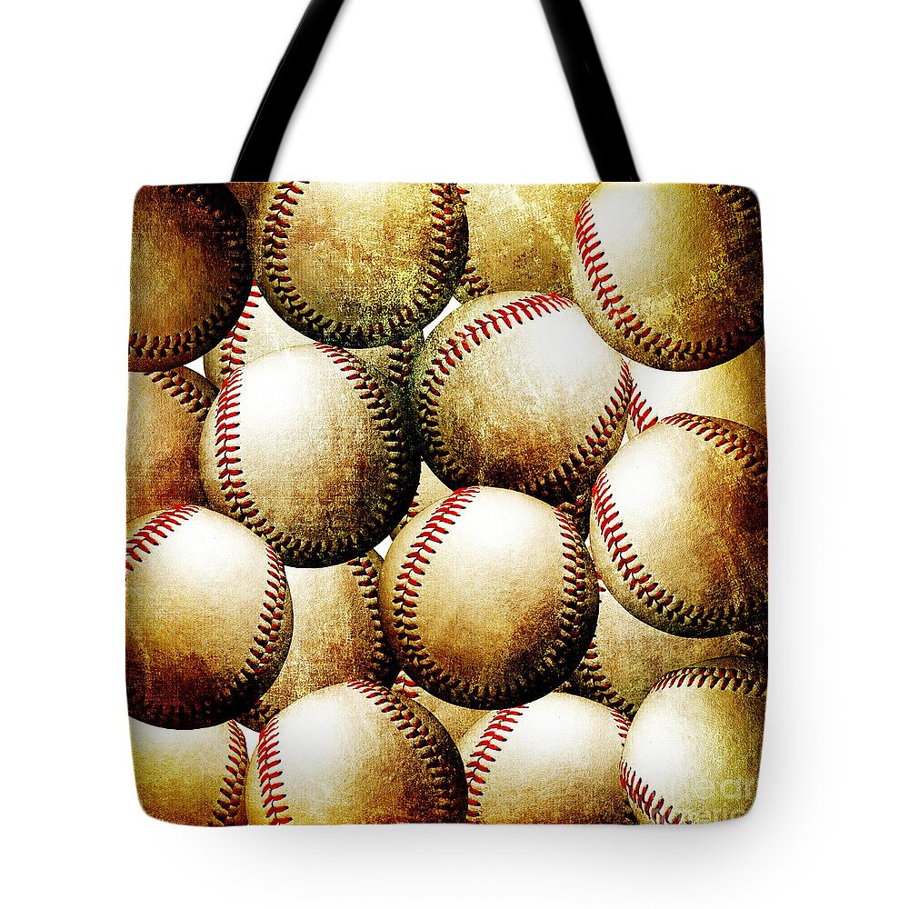 Baseball Tote Bag featuring the photograph Vintage Look Baseballs by Andee Design