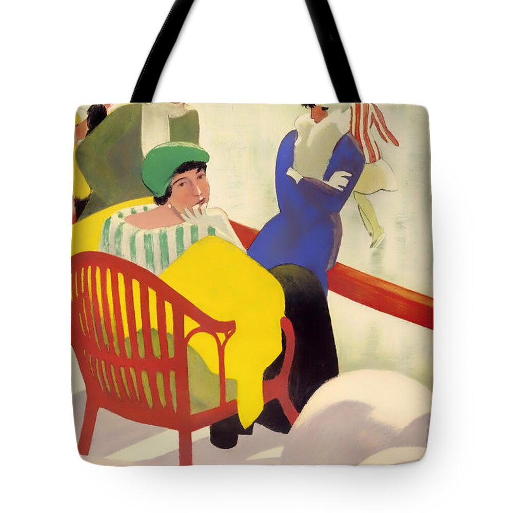 Palace Hotel Tote Bag featuring the drawing Vintage Poster 1936 by Mountain Dreams
