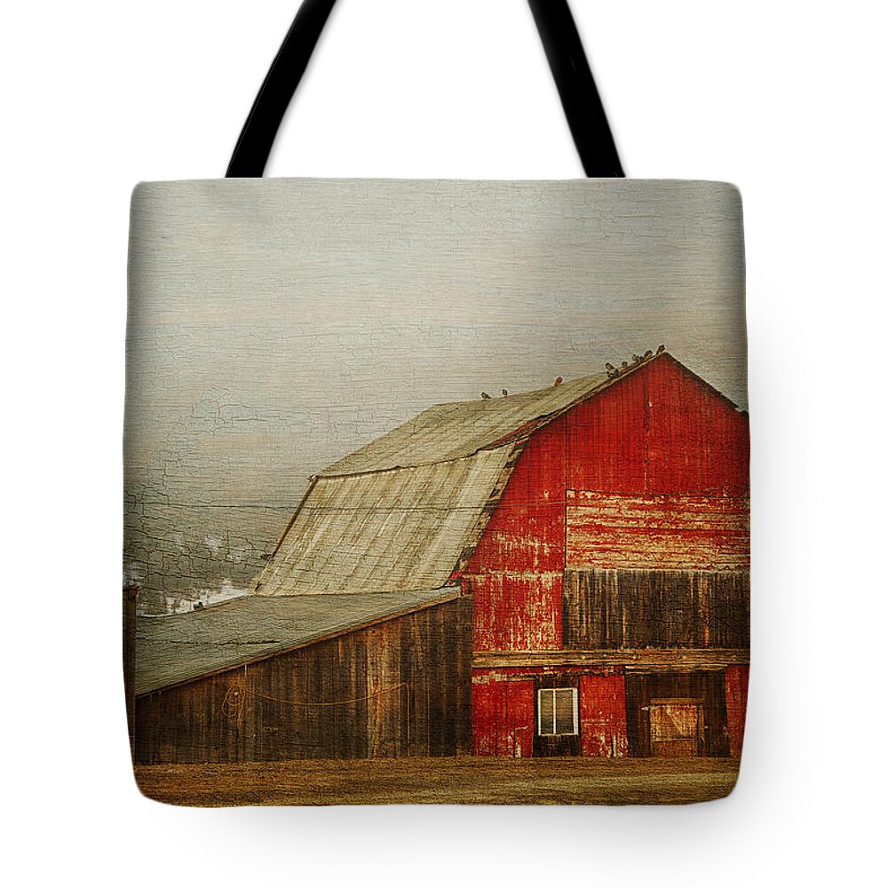 Barn Tote Bag featuring the photograph Vintage Red Barn by Theresa Tahara