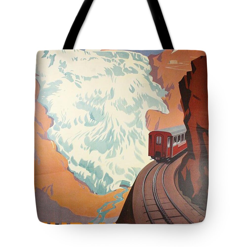 Vintage Travel Posters Tote Bag featuring the digital art Vintage Travel Posters by MotionAge Designs