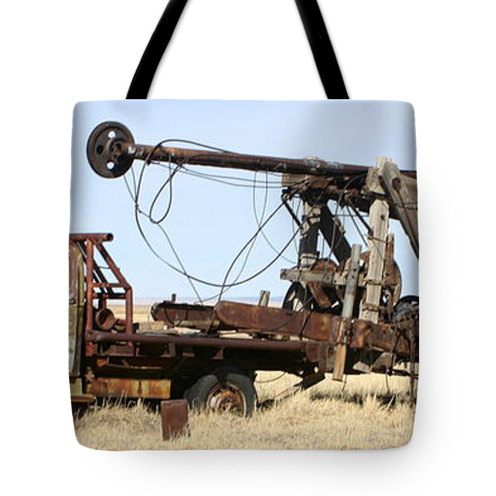 Thank You For Buying A 40.000 X 13.375 Print Of Vintage Water Well Drilling Truck To A Buyer From Ramah Tote Bag featuring the photograph Vintage water well drilling truck by Jack Pumphrey