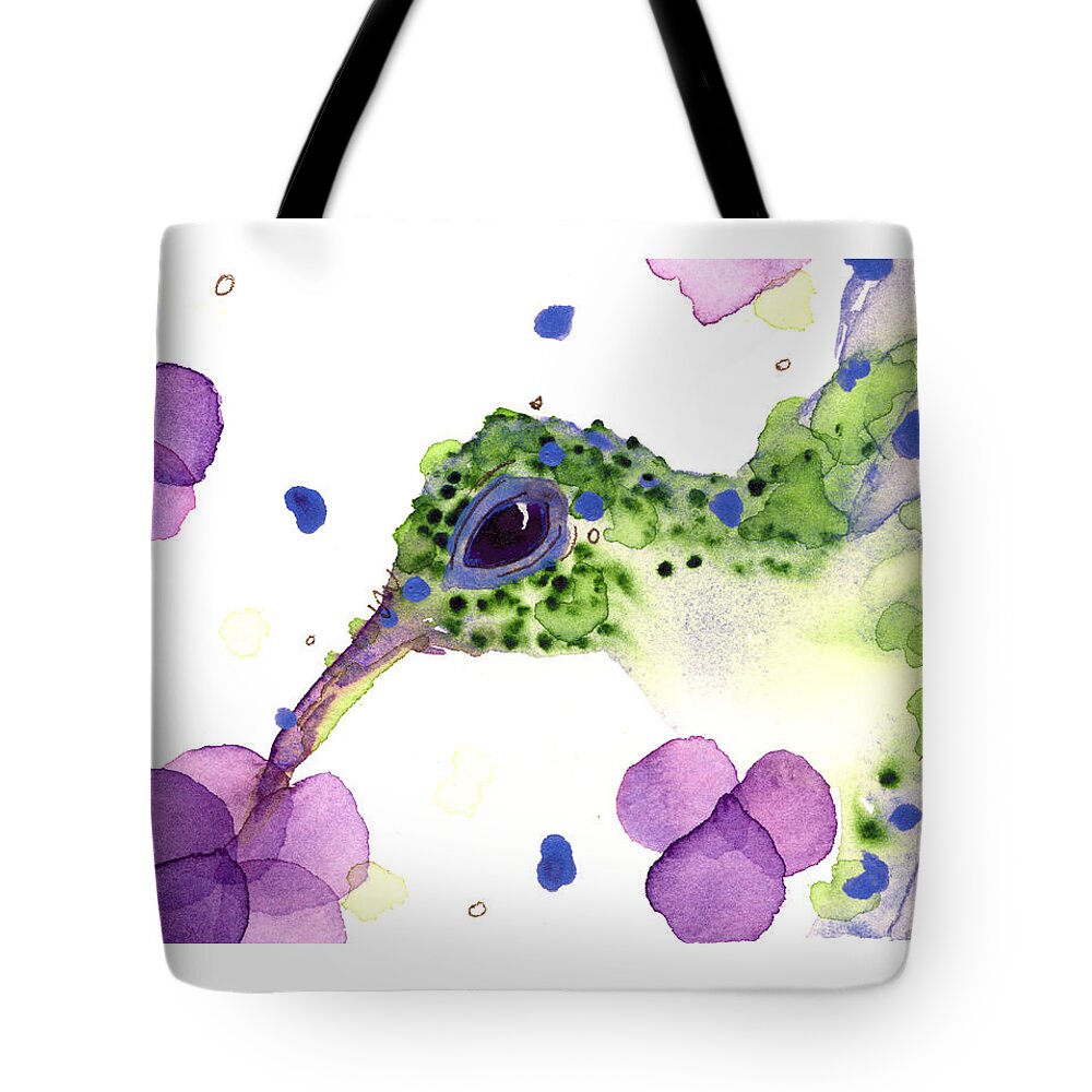 Hummingbird In Flowers Tote Bag featuring the painting Violet by Dawn Derman