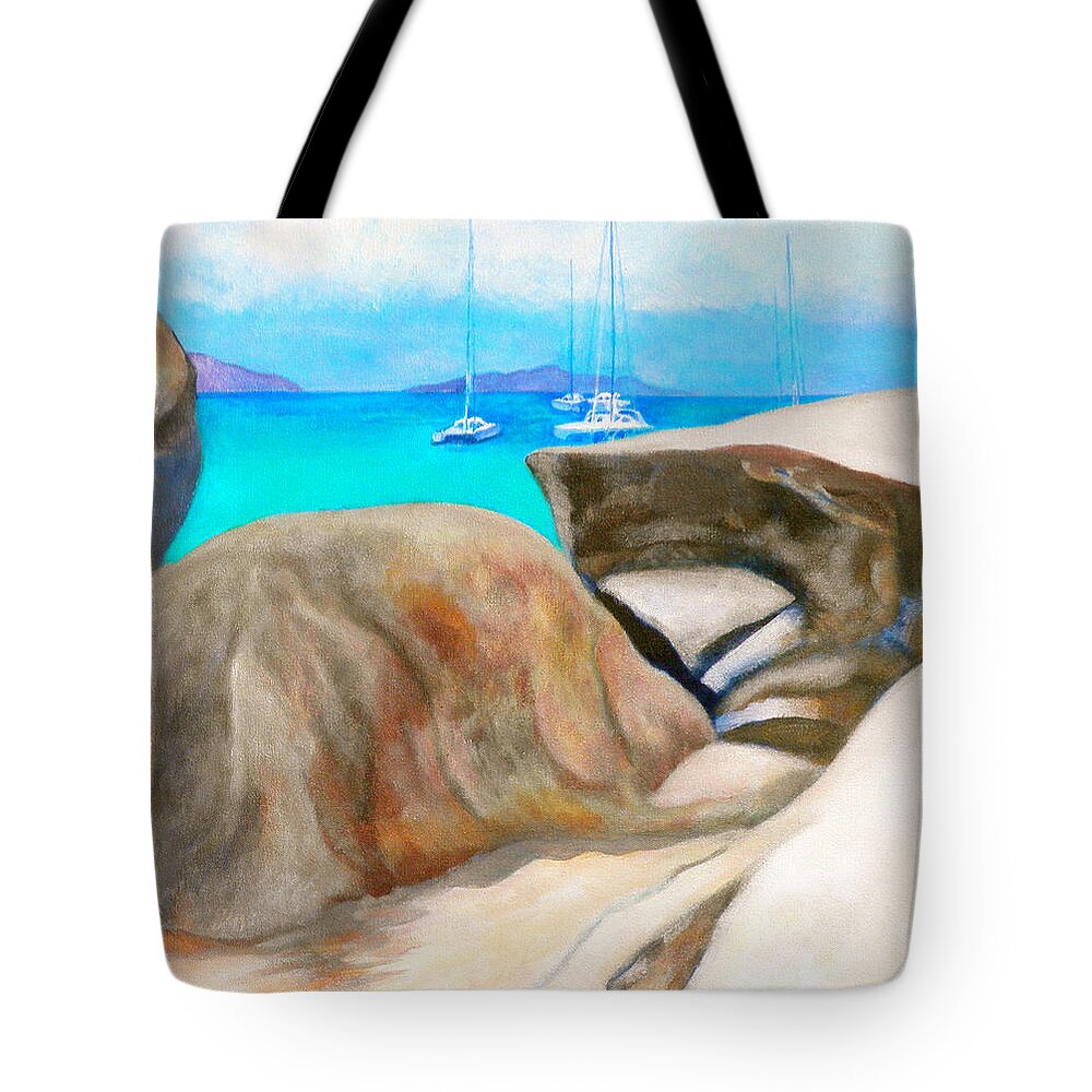  Seascape Tote Bag featuring the painting Virgin Gorda Baths by Kandy Cross
