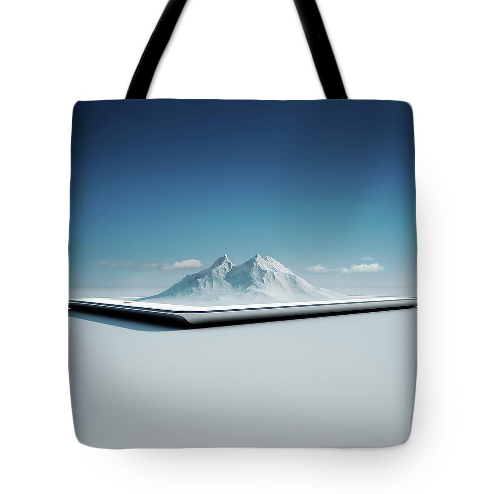 Augmented Reality Tote Bag featuring the photograph Virtual Travel On A Tablet Pc by Hiroshi Watanabe