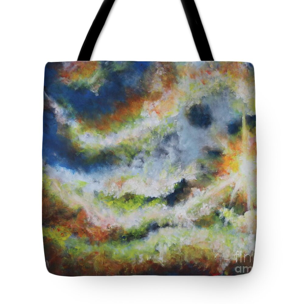 Impressionism Tote Bag featuring the painting Vision In The Clouds by Stefan Duncan