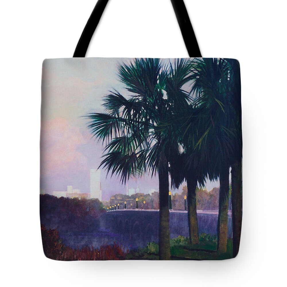 Vista Tote Bag featuring the painting Vista Dusk by Blue Sky