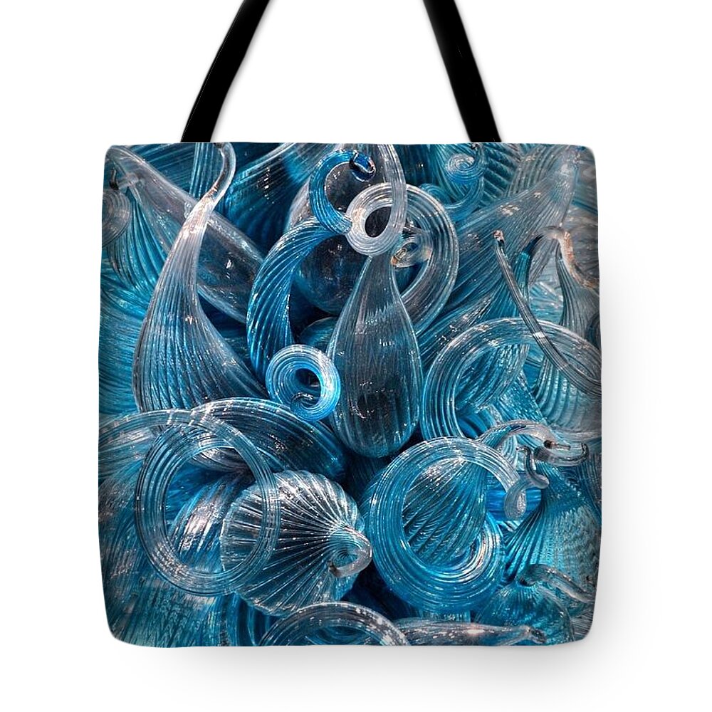 Abstract Tote Bag featuring the photograph Vitreous Azure Abstract by Jeff Cook