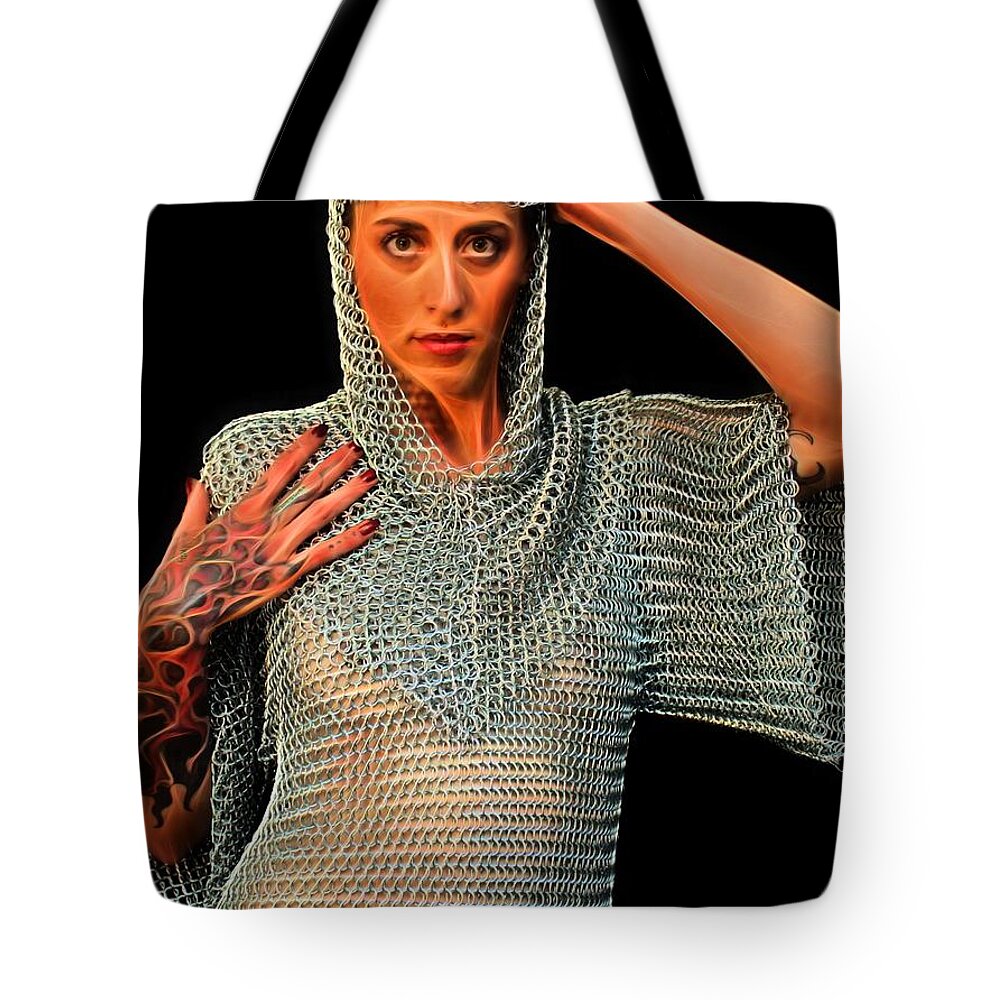 Fantasy Tote Bag featuring the painting Vogue Chain Shirt by Jon Volden