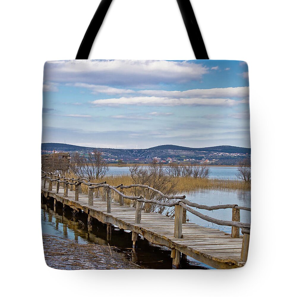 Adriatic Tote Bag featuring the photograph Vransko lake nature park bird observatory by Brch Photography