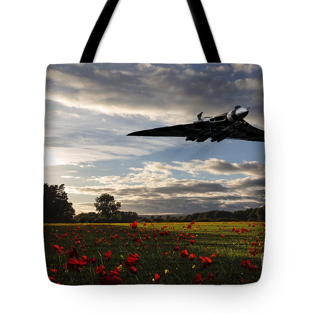 Vulcan Bomber Poppy Tote Bag featuring the digital art Vulcan History by Airpower Art