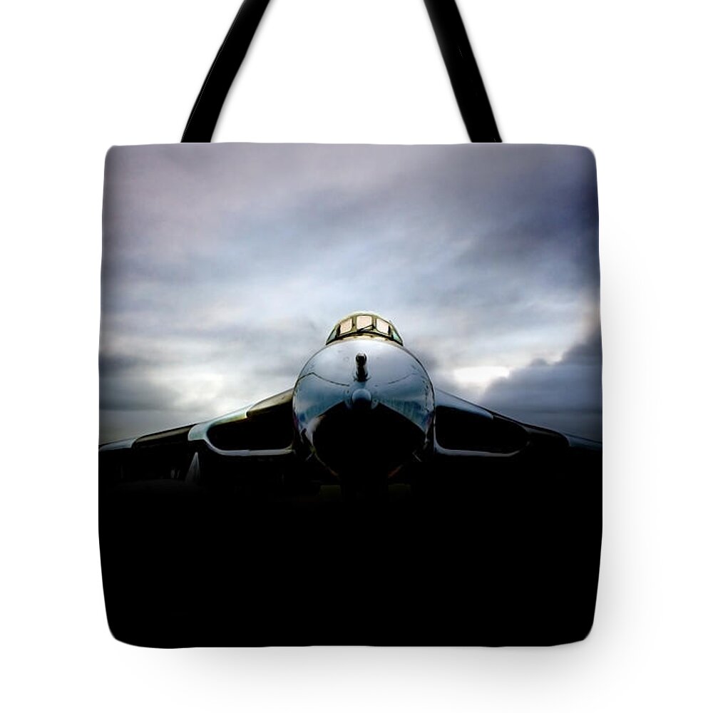 Raf Vulcan Bomber Tote Bag featuring the digital art Vulcan Waiting by Airpower Art
