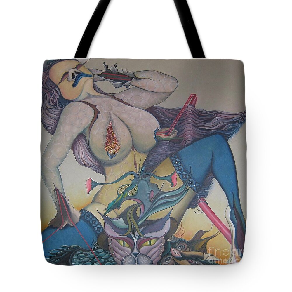 Sensual Tote Bag featuring the painting Fervently by Bob Ivens
