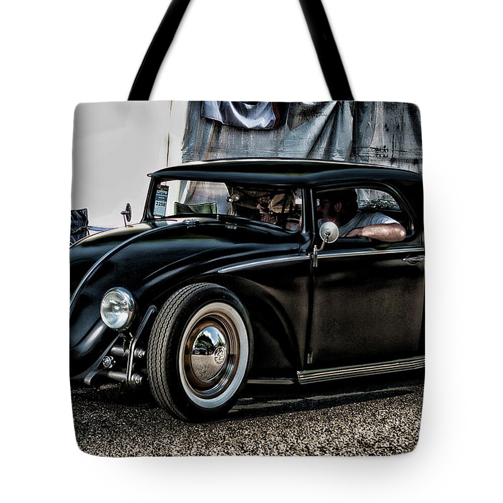 Black Tote Bag featuring the photograph VW Bug by Ron Roberts