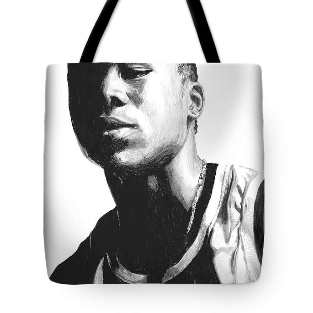 Nba Tote Bag featuring the drawing Wagner by Tamir Barkan