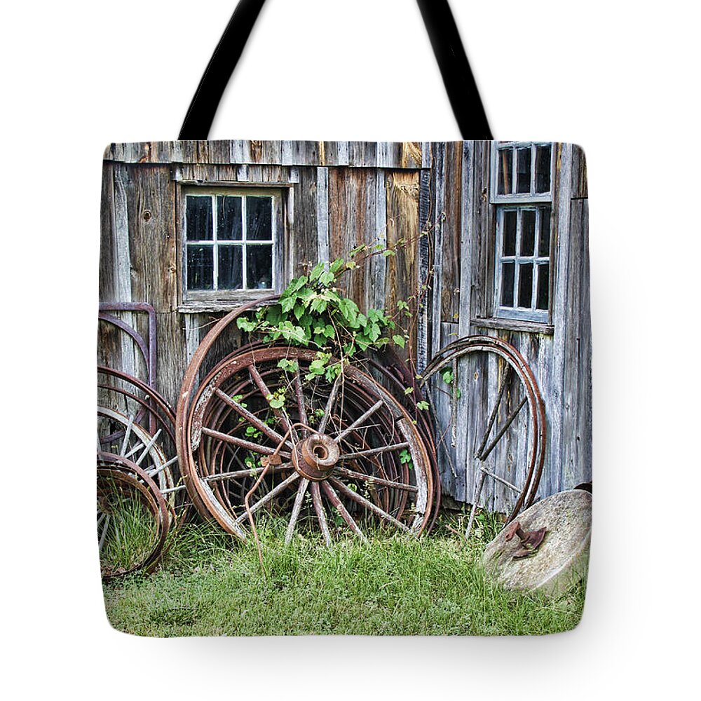 Wheels Tote Bag featuring the photograph Wagon Wheels in Color by Crystal Nederman