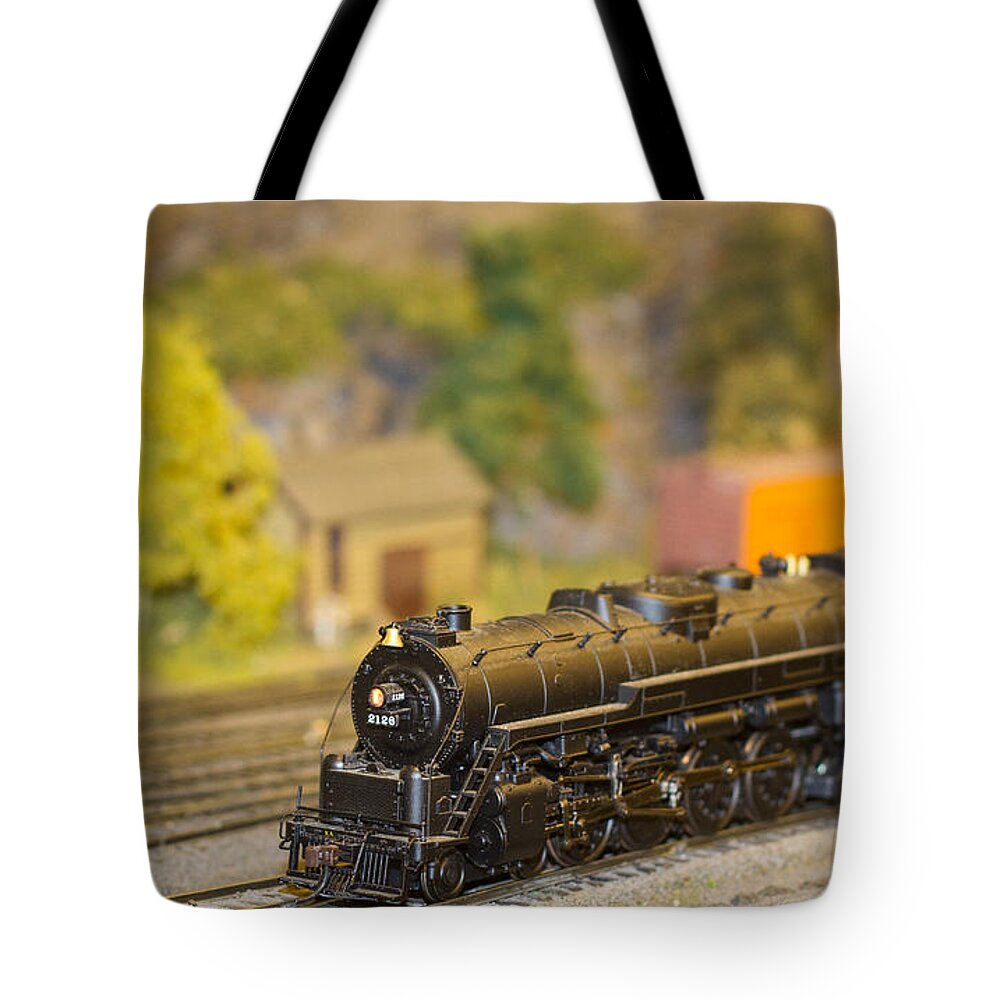 Train Tote Bag featuring the photograph Waiting Model Train by Patrice Zinck