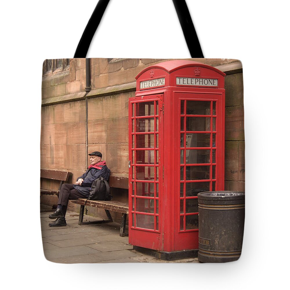 Telephone Booth Tote Bag featuring the photograph Waiting on a Call by Mike McGlothlen