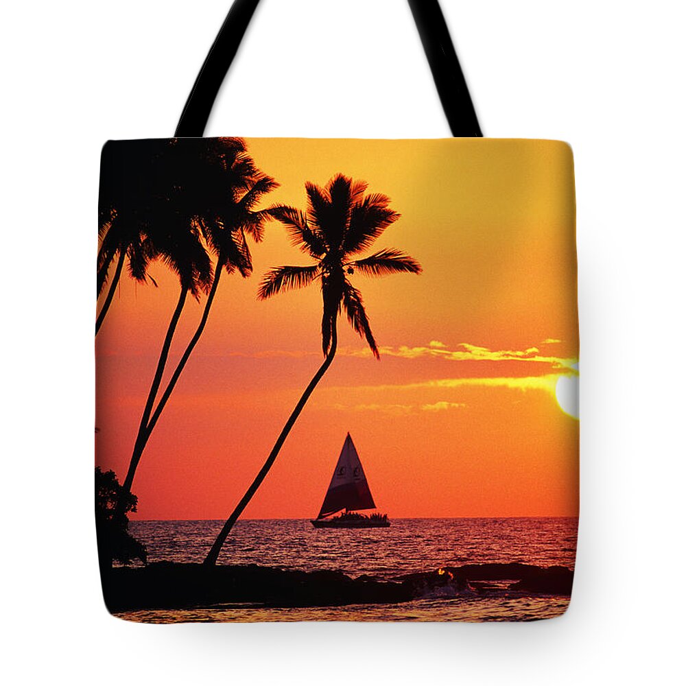 Bay Tote Bag featuring the photograph Waiulua Bay Orange Sunset by Bob Abraham - Printscapes