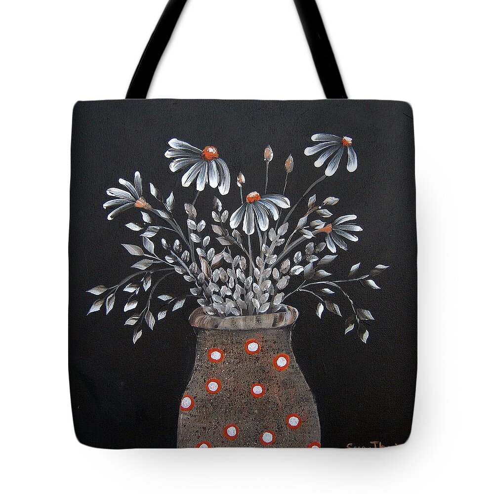 Flowers Tote Bag featuring the painting Wake Up and See the Flowers by Suzanne Theis