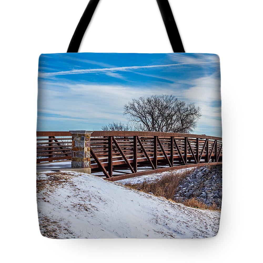 Oklahoma Tote Bag featuring the photograph Walk Across Bridge by Doug Long