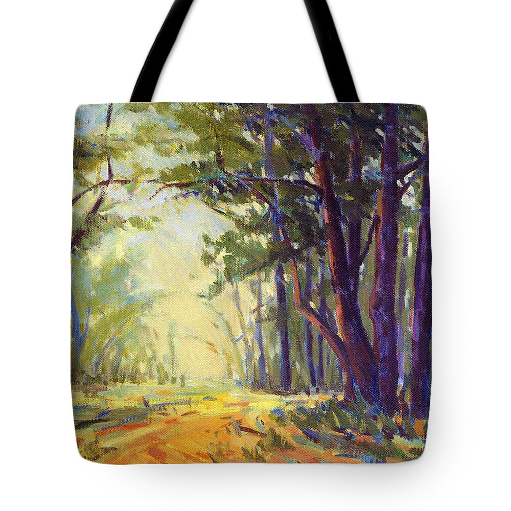 Trees Tote Bag featuring the painting Walk in the Woods 5 by Konnie Kim