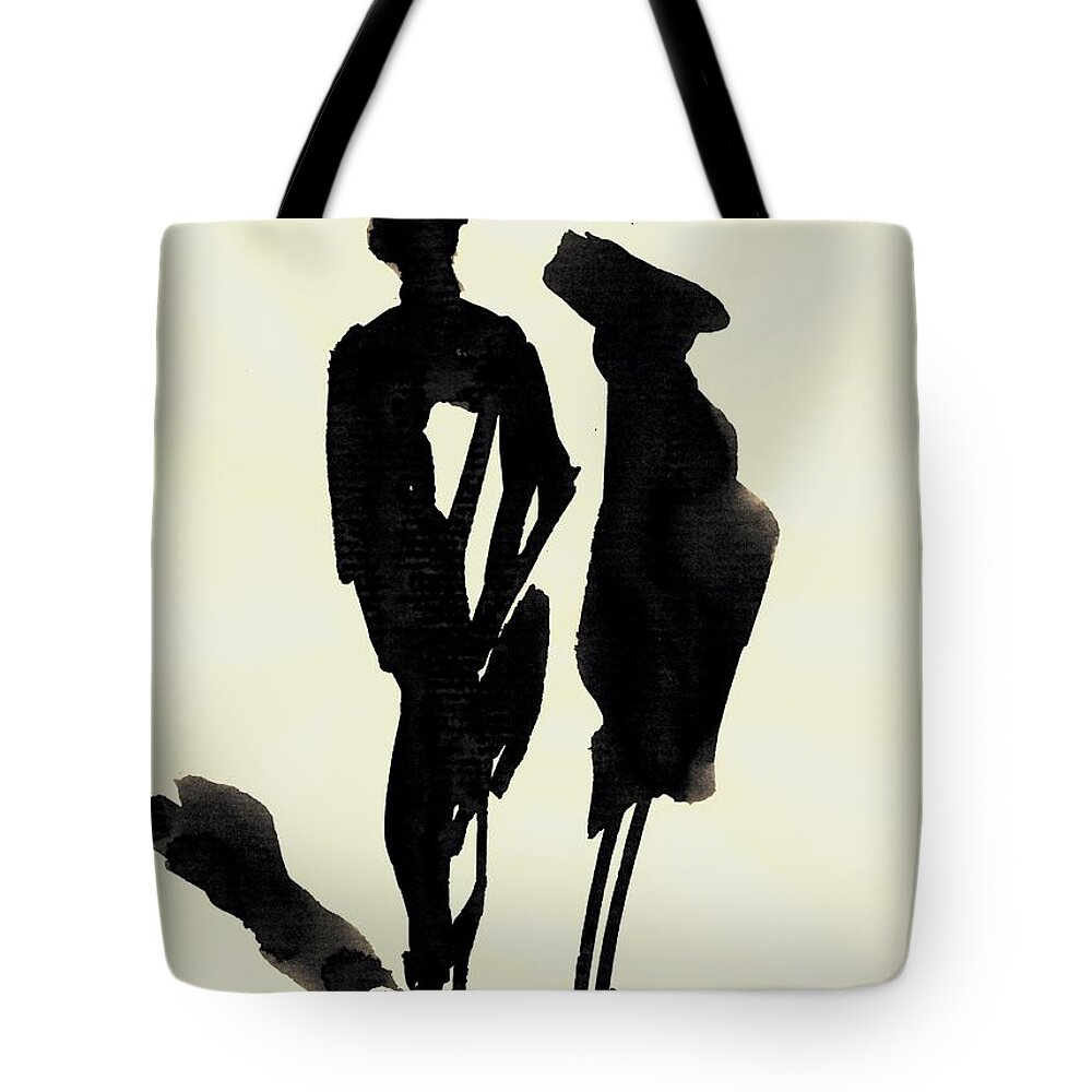 Illustration Tote Bag featuring the drawing Walk by Karina Plachetka