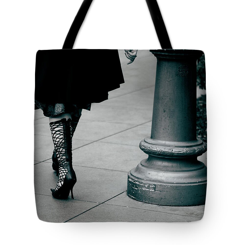 Black And White Tote Bag featuring the photograph Walk This Way by Lorraine Devon Wilke