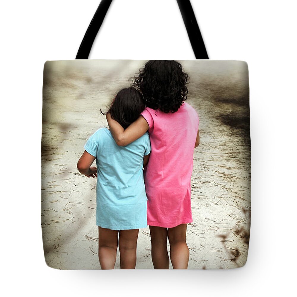 Abandoned Tote Bag featuring the photograph Walking Girls by Carlos Caetano