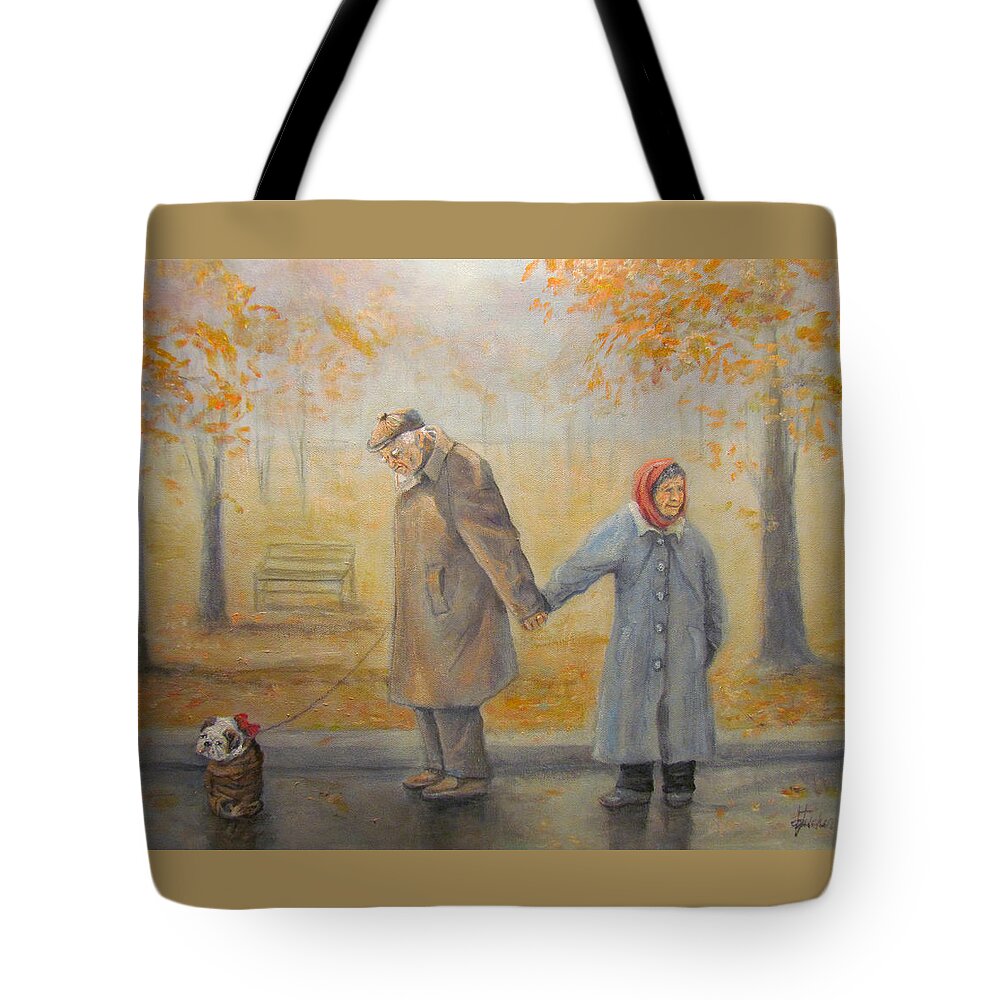 Nature Tote Bag featuring the painting Walking Miss Daisy by Donna Tucker