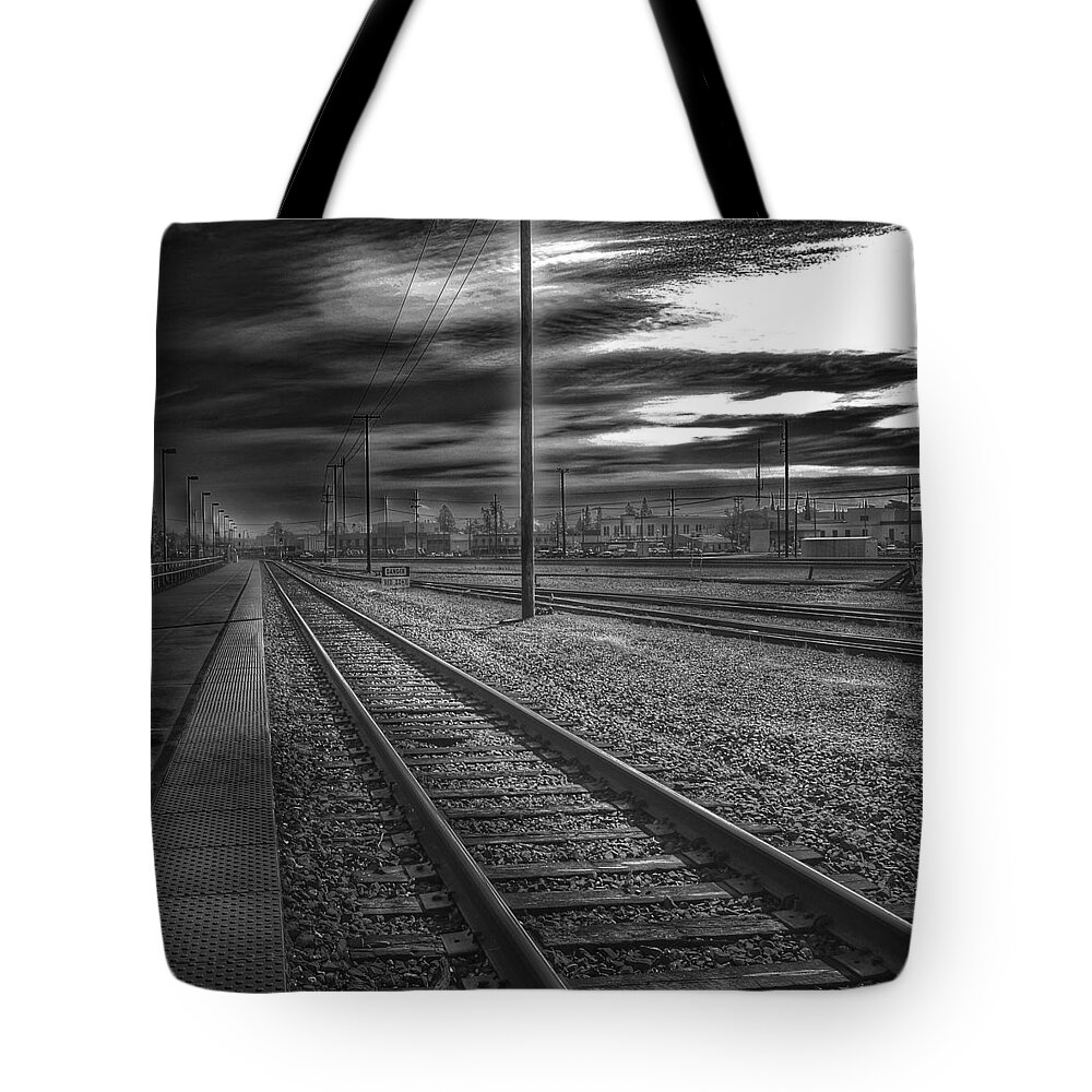 Painterly Photography Tote Bag featuring the photograph Walking the Rails by Bill Owen